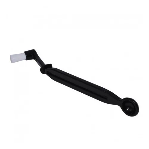 A black coffee machine cleaning brush with durable bristles, designed for cleaning an espresso machine group head.