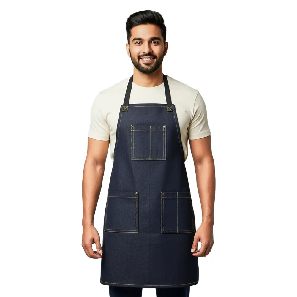 Barista Apron for Coffee Shop in Bangladesh | Professional Café Uniform Barista wearing professional coffee shop apron in Bangladesh café — durable and stylish design for baristas and coffee lovers.