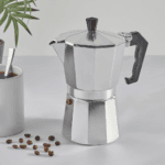 Silver moka pot handle and spout detail aluminium 300ml