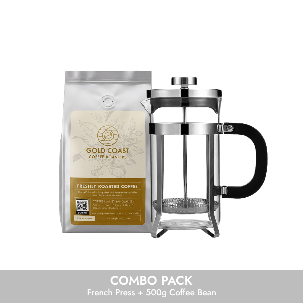 french-press-coffee-beans-combo-bangladesh.jpg Buy French Press Coffee Maker & Coffee Beans Combo in Bangladesh – Premium Coffee Brewing Set