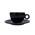 280ml Black Ceramic Latte Cup with Saucer