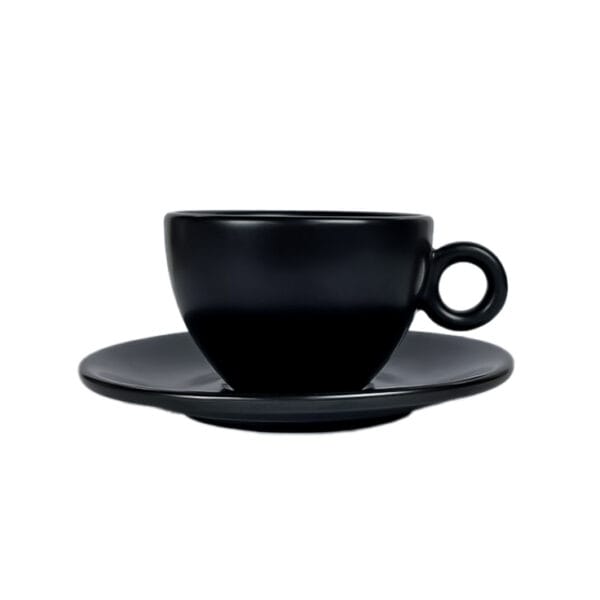 280ml Black Ceramic Latte Cup with Saucer