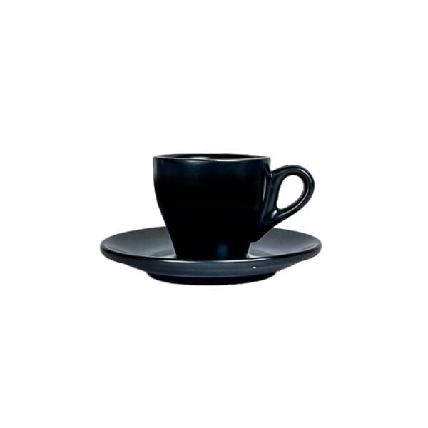 80ml black ceramic espresso cup and saucer for serving espresso coffee in cafés and restaurants