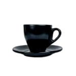 280ml black ceramic latte cup and saucer for serving latte coffee in cafés restaurants and home coffee setups