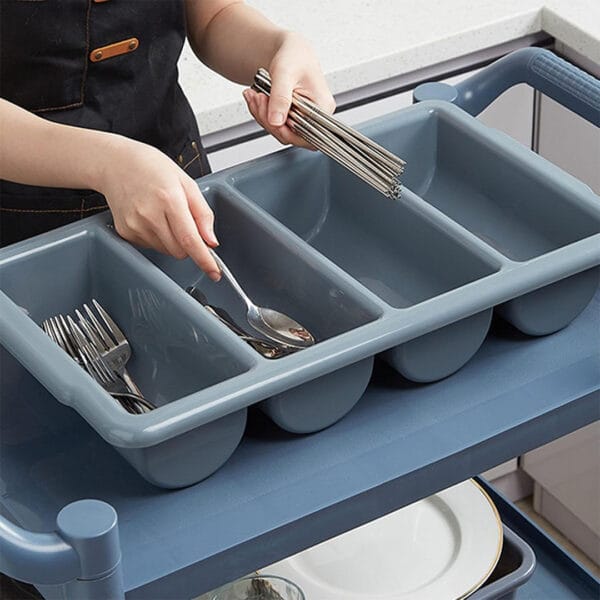 4 compartment plastic cutlery organizer tray for cafés and coffee shops in Bangladesh