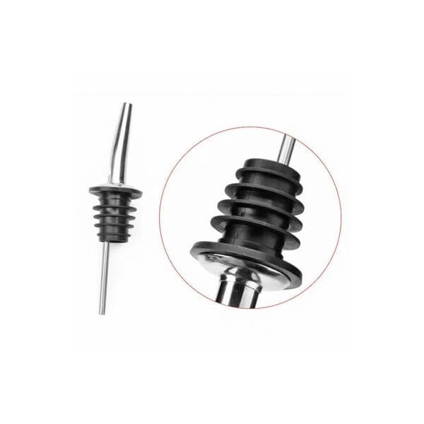 Stainless steel bottle pourer with food-grade rubber stopper for coffee syrup bottles in Bangladesh